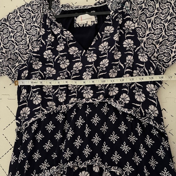 By Anthropologie Robin tiered mini dress blue and white floral large - Picture 6 of 7